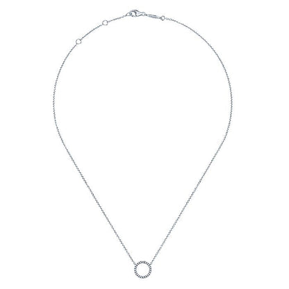 Gabriel & Co. NK5078W45JJ 14K White Gold Circle Diamond Pendant Necklace