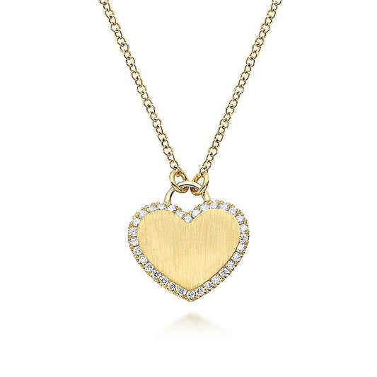 Gabriel & Co. NK5199Y45JJ 14K Yellow Gold Diamond Halo Heart Pendant Necklace