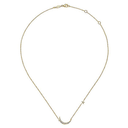Gabriel & Co. NK5205Y45JJ 14K Yellow Gold Crescent Moon Diamond Pendant Necklace