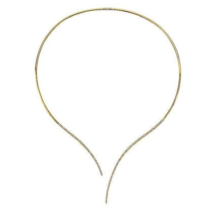 Gabriel & Co. NK5277Y45JJ Asymmetrical 14K Yellow Gold Open Diamond Collar Necklace