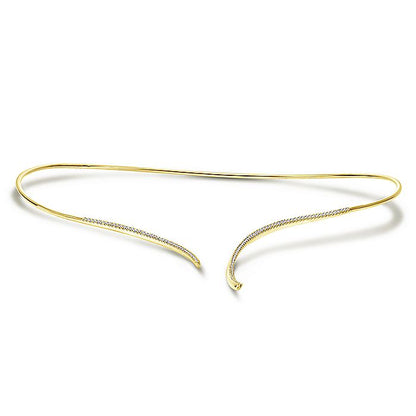 Gabriel & Co. NK5277Y45JJ Asymmetrical 14K Yellow Gold Open Diamond Collar Necklace