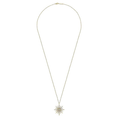 Gabriel & Co. NK5308Y45JJ 25 Inch 14K Yellow Gold Bursting Sun Pendant Necklace