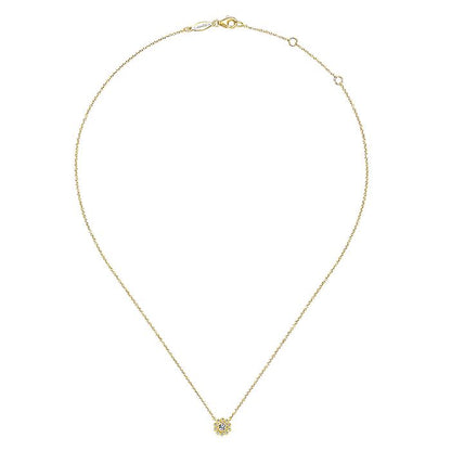 Gabriel & Co. NK5405Y45JJ 14K Yellow Gold Bezel Set Floral Diamond Pendant Necklace