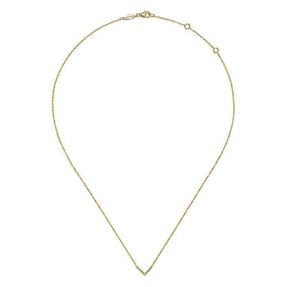 Gabriel & Co. NK5423Y45JJ 14K Yellow Gold V Shaped Diamond Bar Necklace