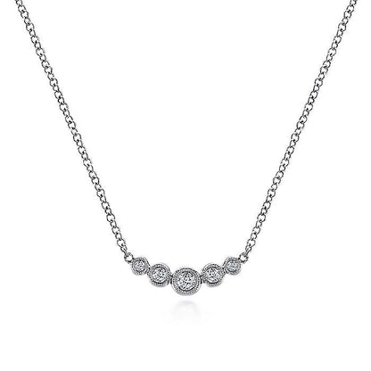 Gabriel & Co. NK5424W45JJ Curved 14K White Gold Bezel Set Diamond Bar Necklace