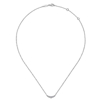 Gabriel & Co. NK5424W45JJ Curved 14K White Gold Bezel Set Diamond Bar Necklace