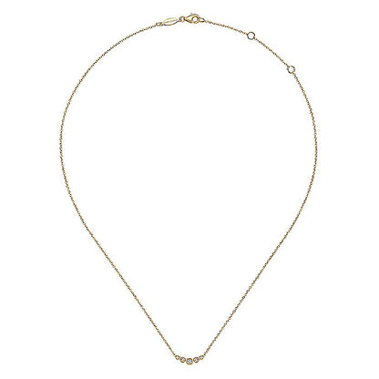 Gabriel & Co. NK5424Y45JJ Curved 14K Yellow Gold Bezel Set Diamond Bar Necklace
