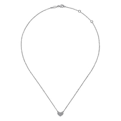 Gabriel & Co. NK5450W45JJ 14K White Gold Pavé Diamond Pendant Heart Necklace