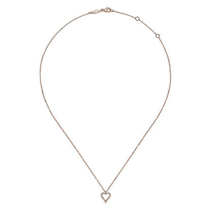 Gabriel & Co. NK5452K45JJ 14K Rose Gold Pavé Diamond Open Heart Necklace