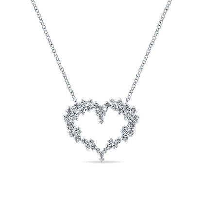 Gabriel & Co. NK5563W45JJ 14K White Gold Diamond Cluster Heart Pendant Necklace