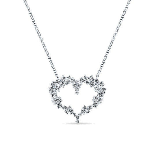 Gabriel & Co. NK5563W45JJ 14K White Gold Diamond Cluster Heart Pendant Necklace