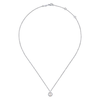 Gabriel & Co. NK5619W45PL 14K White Gold Cultured Pearl and Diamond Halo Pendant Necklace