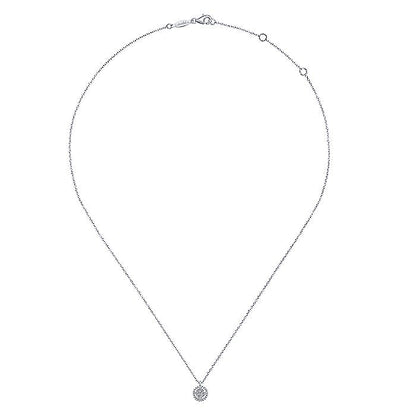 Gabriel & Co. NK5723W45JJ 14K White Gold Beaded Round Floating Diamond Pendant Necklace