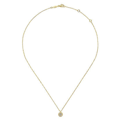 Gabriel & Co. NK5723Y45JJ 14K Yellow Gold Beaded Round Floating Diamond Pendant Necklace