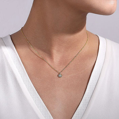 Gabriel & Co. NK5723Y45JJ 14K Yellow Gold Beaded Round Floating Diamond Pendant Necklace