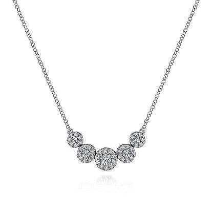 Gabriel & Co. NK5825W45JJ 14K White Gold Round Diamond Halo Necklace