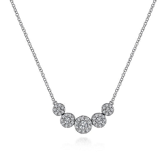 Gabriel & Co. NK5825W45JJ 14K White Gold Round Diamond Halo Necklace