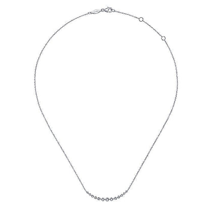 Gabriel & Co. NK5919W45JJ 14K White Gold Graduated Round Diamond Curved Bar Necklace