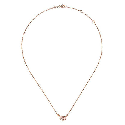 Gabriel & Co. NK5937K45MO 14K Rose Gold Oval Morganite Pendant Necklace with Diamond Accents
