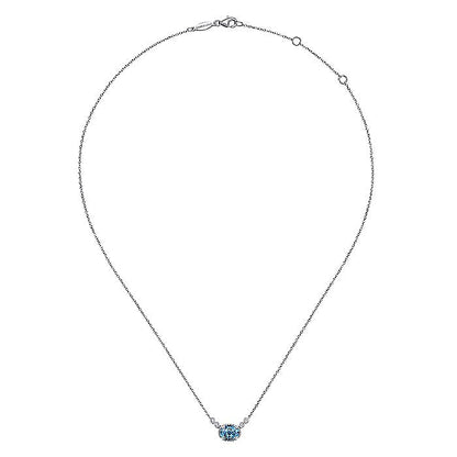 Gabriel & Co. NK5937W45BT 14K White Gold Oval Swiss Blue Topaz Pendant Necklace with Diamond Accents