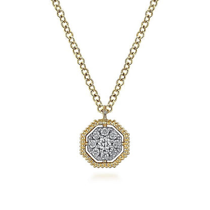 Gabriel & Co. NK5946Y45JJ 14K Yellow Gold Octagonal Pavé Diamond Pendant Necklace