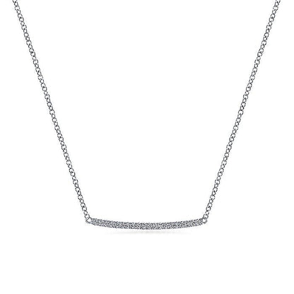 Gabriel & Co. NK5986W45JJ 14K White Gold Curved Pavé Diamond Bar Necklace