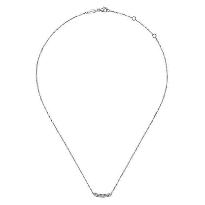 Gabriel & Co. NK5989W45JJ 14K White Gold Curved Pavé Diamond Bar Necklace