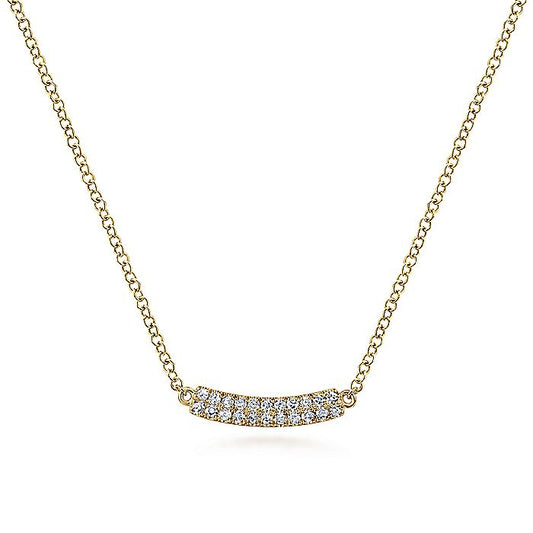 Gabriel & Co. NK5989Y45JJ 14K Yellow Gold Curved Pavé Diamond Bar Necklace