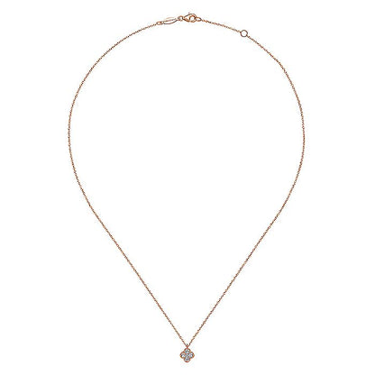 Gabriel & Co. NK6082K45JJ 14K Rose Gold Diamond Clover Pendant Necklace