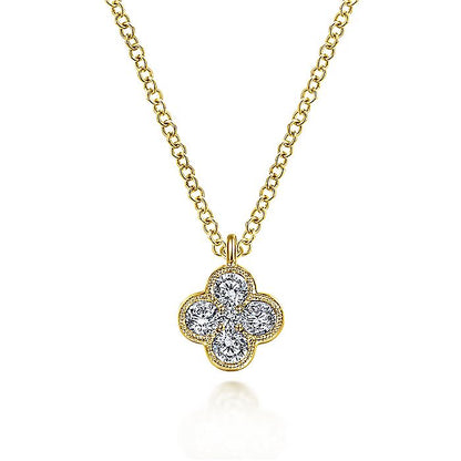 Gabriel & Co. NK6082Y45JJ 14K Yellow Gold Diamond Clover Pendant Necklace