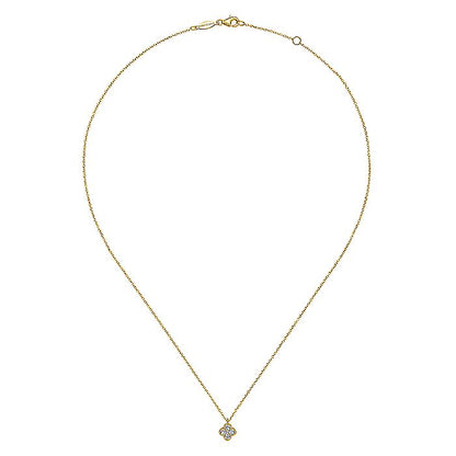 Gabriel & Co. NK6082Y45JJ 14K Yellow Gold Diamond Clover Pendant Necklace