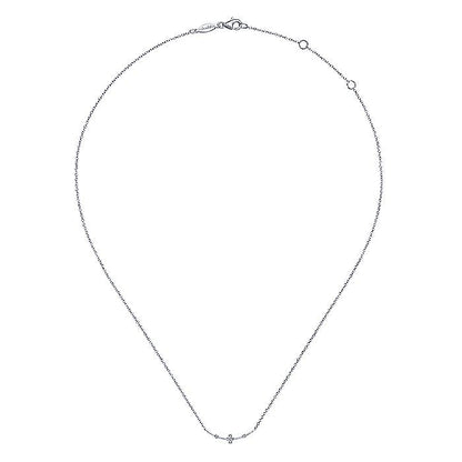 Gabriel & Co. NK6111W45JJ 14K White Gold Curved Bar Necklace with Diamond Stations