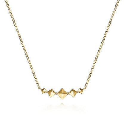 Gabriel & Co. NK6116Y4JJJ 14K Yellow Gold Graduated Pyramid Bar Necklace