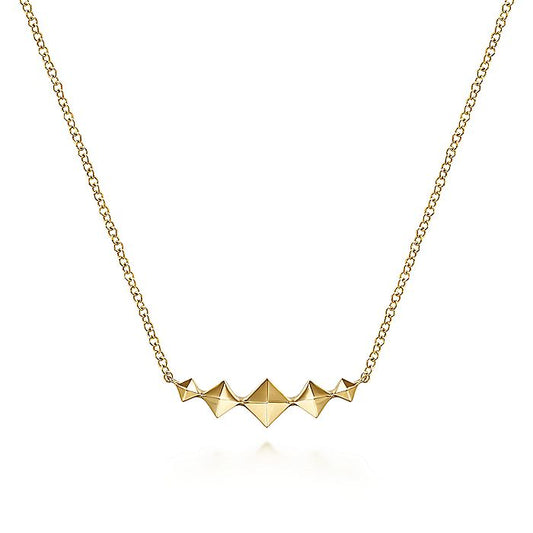Gabriel & Co. NK6116Y4JJJ 14K Yellow Gold Graduated Pyramid Bar Necklace