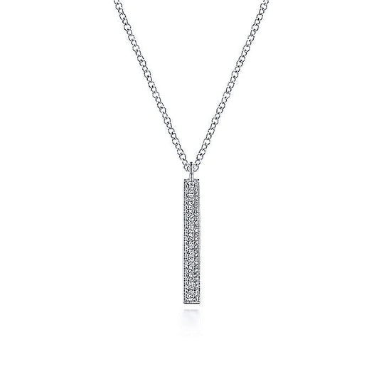 Gabriel & Co. NK6121W45JJ 14K White Gold Diamond Drop Pendant Necklace