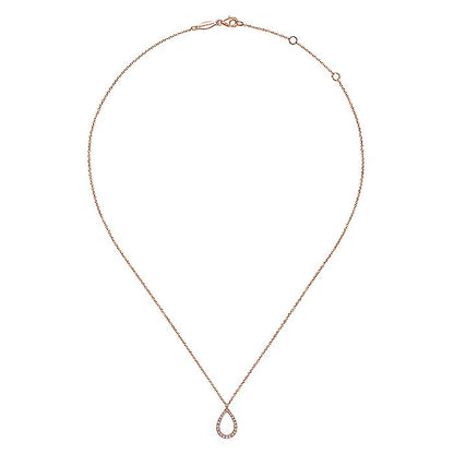 Gabriel & Co. NK6134K45JJ 14K Rose Gold Teardrop Diamond Pendant Necklace