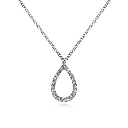 Gabriel & Co. NK6134W45JJ 14K White Gold Teardrop Diamond Pendant Necklace