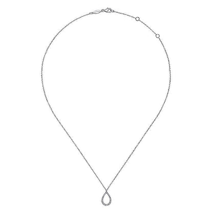 Gabriel & Co. NK6134W45JJ 14K White Gold Teardrop Diamond Pendant Necklace