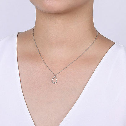 Gabriel & Co. NK6134W45JJ 14K White Gold Teardrop Diamond Pendant Necklace