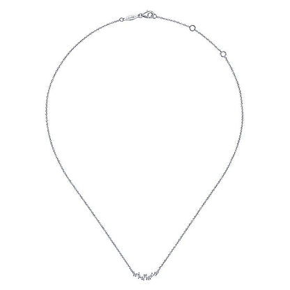 Gabriel & Co. NK6139W44JJ 14K White Gold Baguette and Round Diamond Zig Zag Necklace
