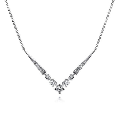 Gabriel & Co. NK6188W45JJ 14K White Gold Diamond Chevron Necklace