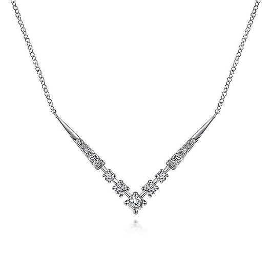 Gabriel & Co. NK6188W45JJ 14K White Gold Diamond Chevron Necklace
