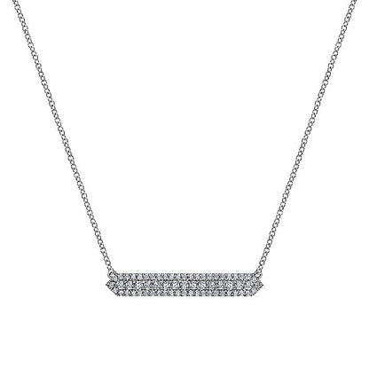 Gabriel & Co. NK6197W45JJ 14K White Gold Diamond Pavé Bar Necklace