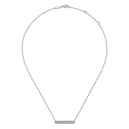Gabriel & Co. NK6197W45JJ 14K White Gold Diamond Pavé Bar Necklace