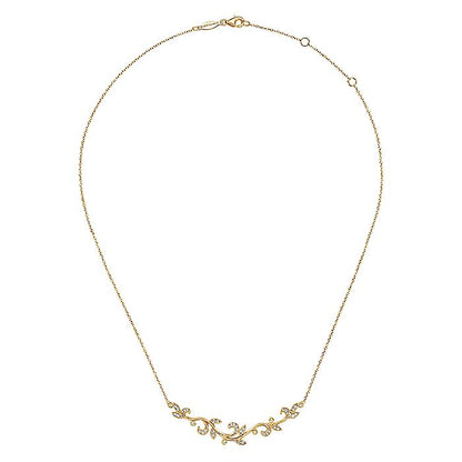 Gabriel & Co. NK6201Y45JJ 14K Yellow Gold Floral Branch Diamond Necklace