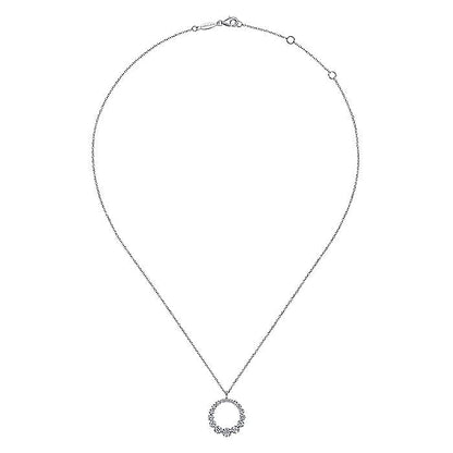 Gabriel & Co. NK6214W45JJ 14K White Gold Diamond Circle Pendant Necklace