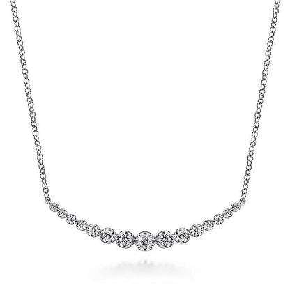 Gabriel & Co. NK6215W45JJ 14K White Gold Buttercup Set Diamond Curved Bar Necklace
