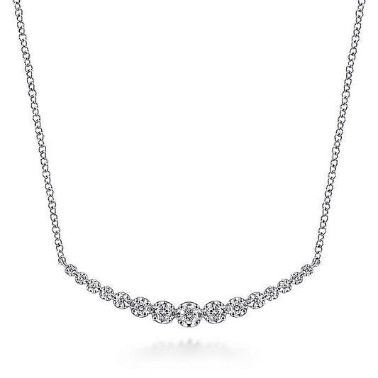 Gabriel & Co. NK6215W45JJ 14K White Gold Buttercup Set Diamond Curved Bar Necklace