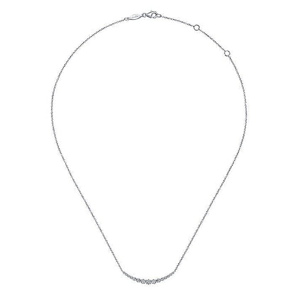 Gabriel & Co. NK6215W45JJ 14K White Gold Buttercup Set Diamond Curved Bar Necklace