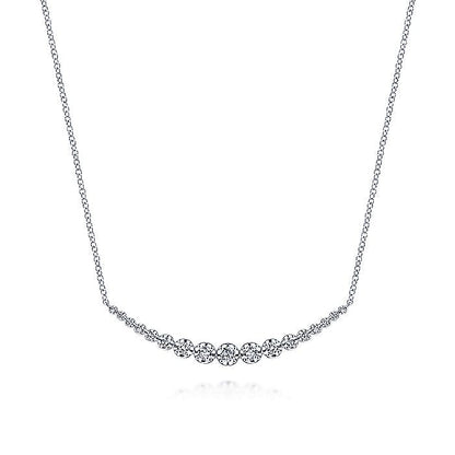 Gabriel & Co. NK6216W45JJ 14K White Gold Buttercup Set Diamond Curved Bar Necklace